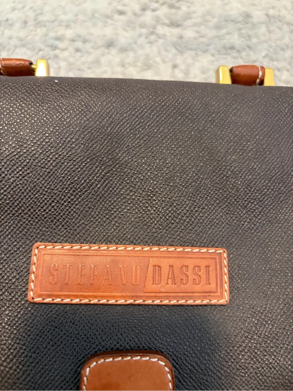 Stefano Dassi Brown Leather Trim Briefcase Laptop Attache Portfolio Bag